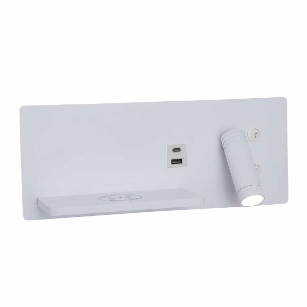 Applique LED Somni blanche 30 cm avec chargement sans fil et USB intégré 2